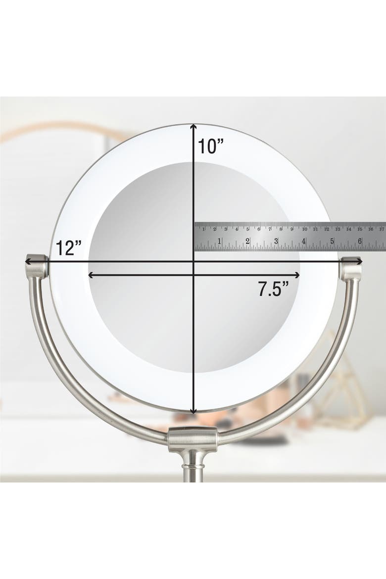 Lexington Lighted Makeup Mirror with 10X/1X Magnification, Alternate, color, Satin Nickel