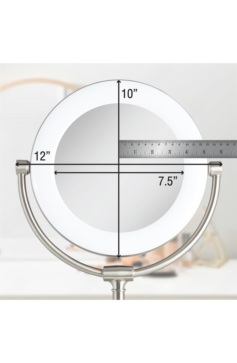 Zadro Lexington Lighted Makeup Mirror with 10X/1X Magnification, Alternate, color, Satin Nickel