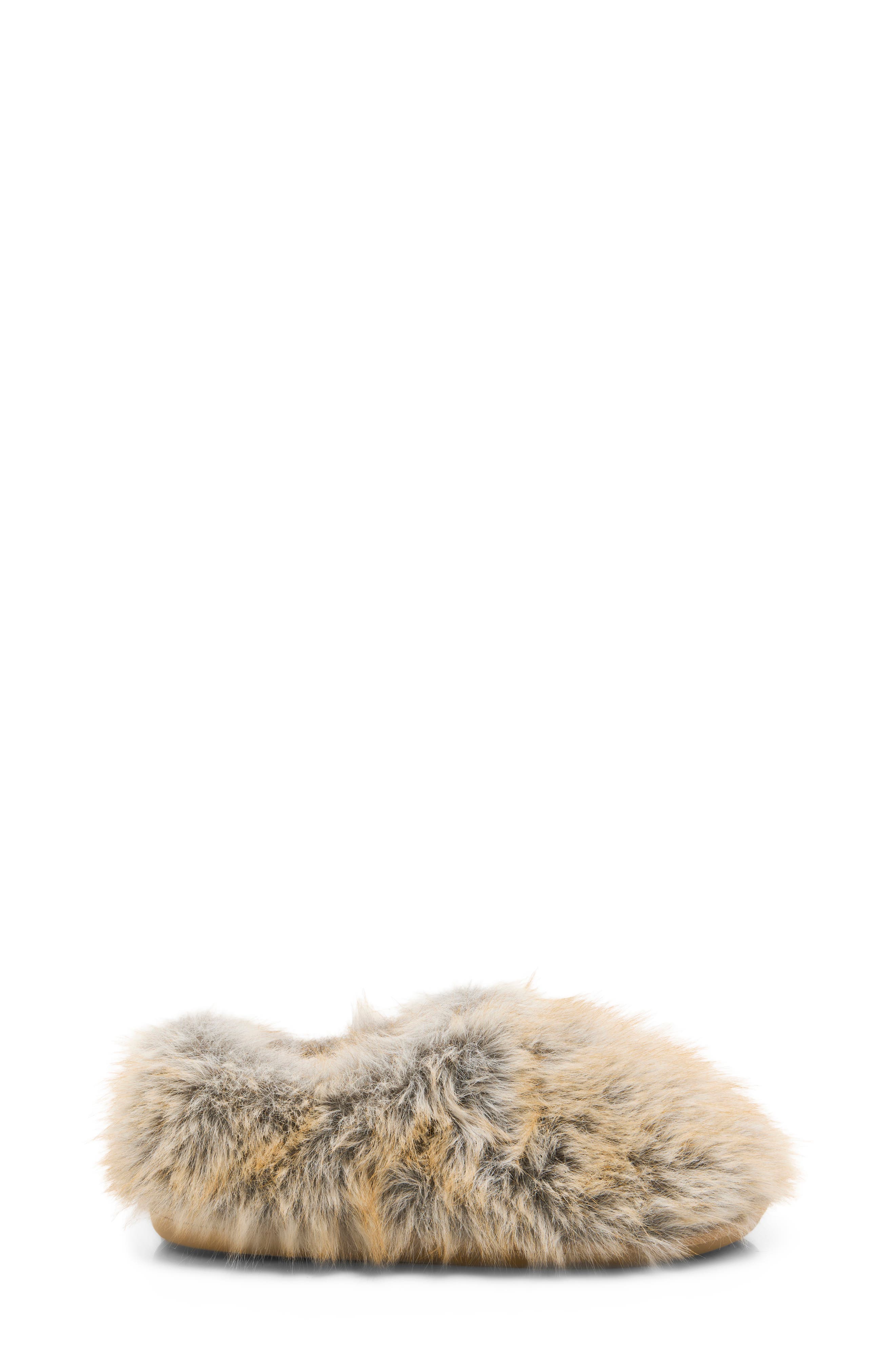 Snowed In Faux Fur Slipper, Alternate, color, BEIGE MULTI