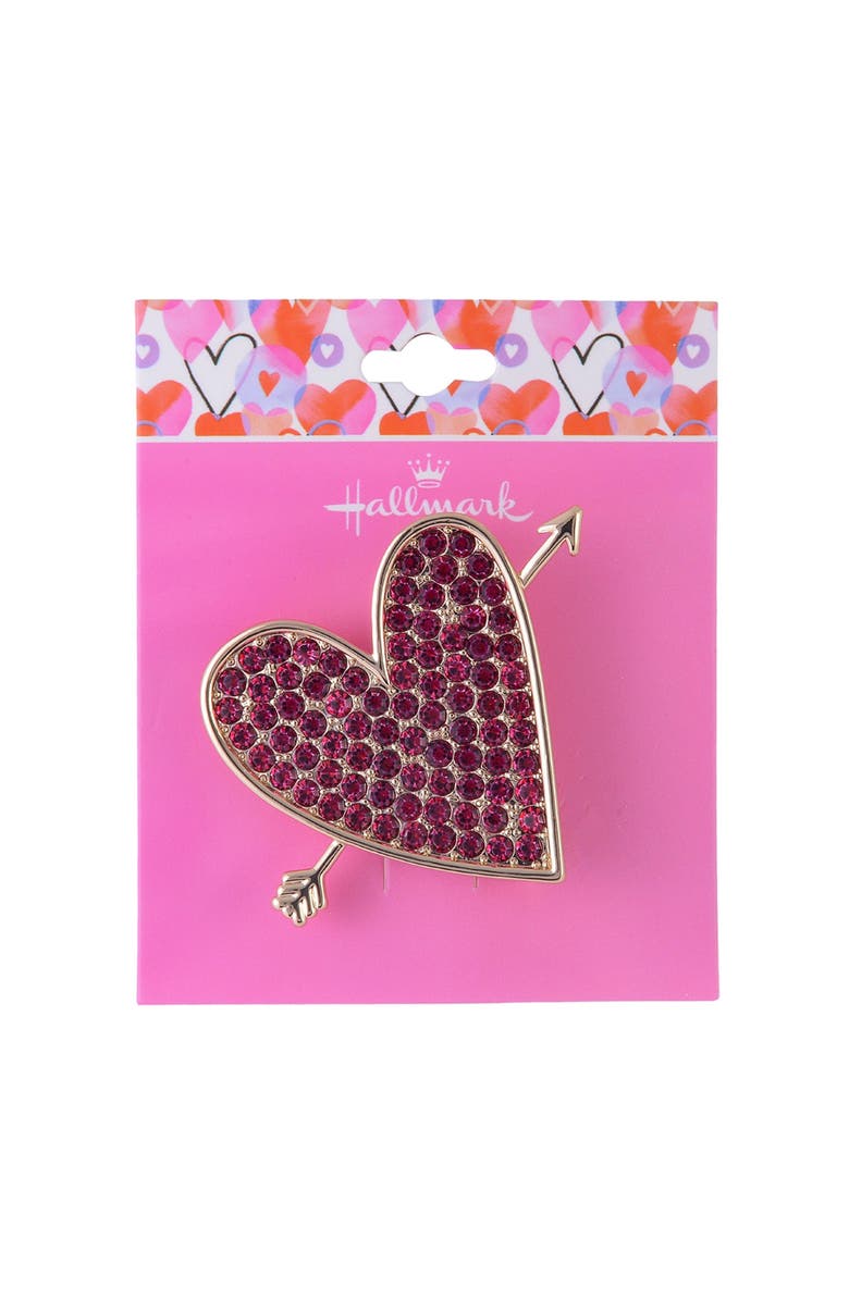 Hallmark Pink Stone Heart and Arrow Pin, Alternate, color, Red