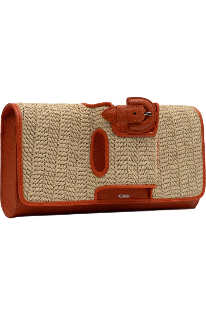 PERRIN PARIS La Parisienne Clutch Raphia, Alternate, color, Raphia Beige / Flamme