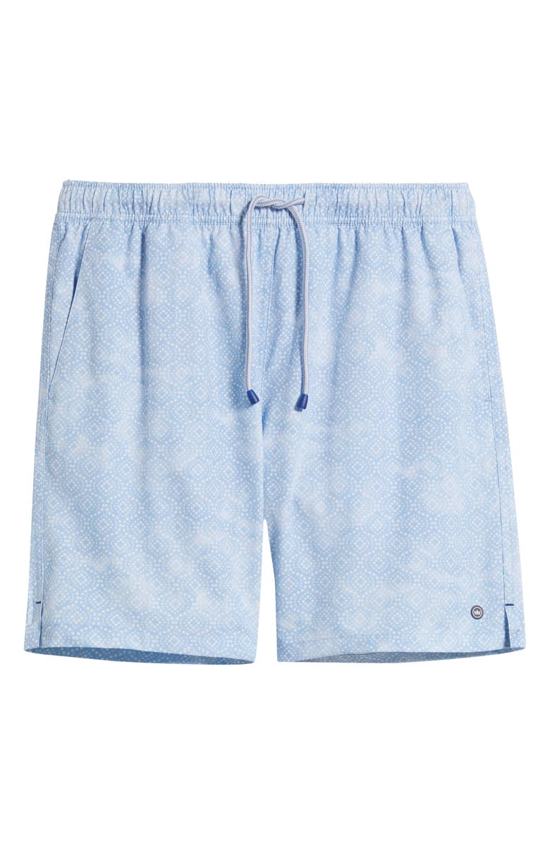 Peter Millar Sintra Geo Print Swim Trunks, Alternate, color, Cottage Blue