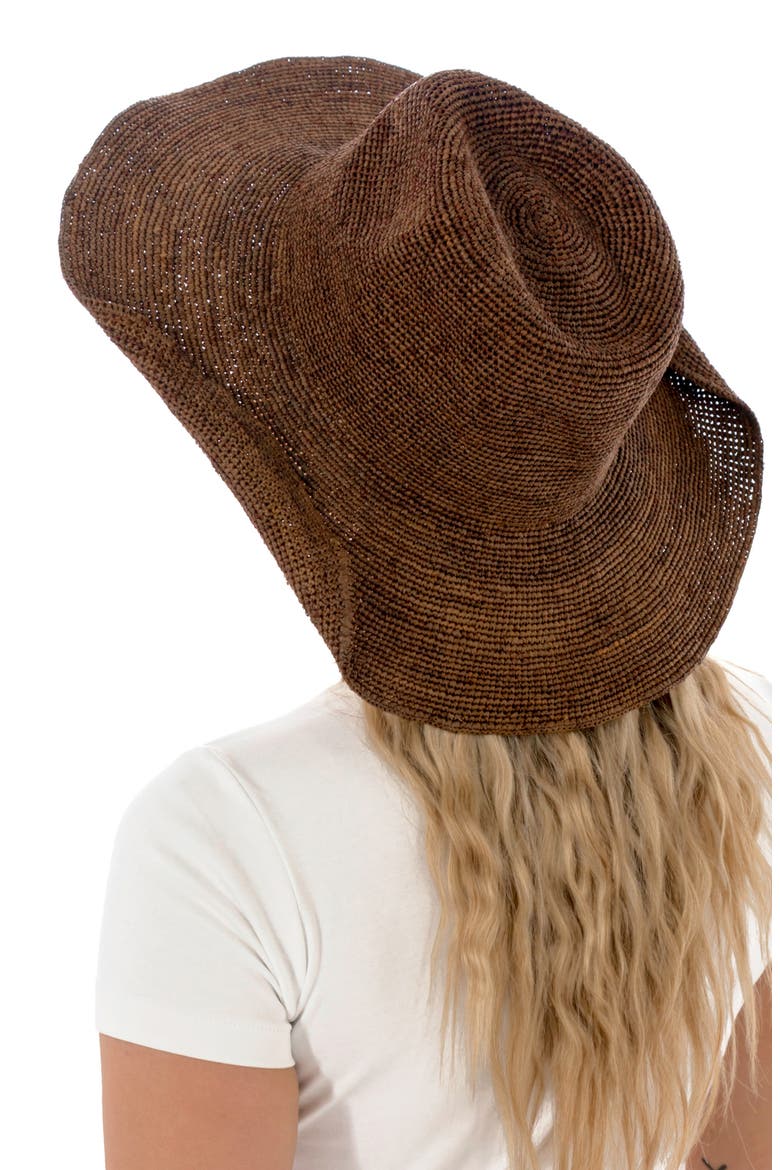 Raffia Cowboy Hat, Alternate, color, DARK BROWN