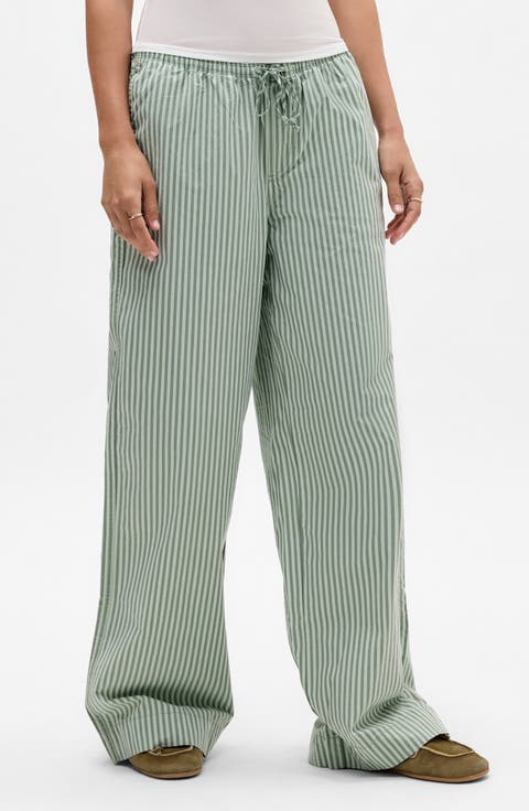 Joey Stripe Cotton Drawstring Waist Pants