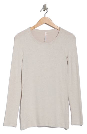 Renee C Brushed Knit Long Sleeve Top In Gray