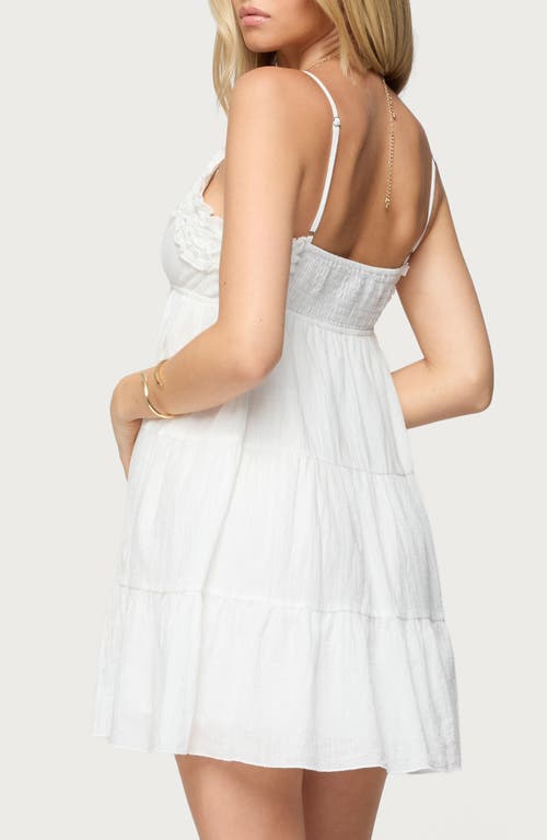 Edikted Bianca Cotton Tiered Babydoll Minidress In White