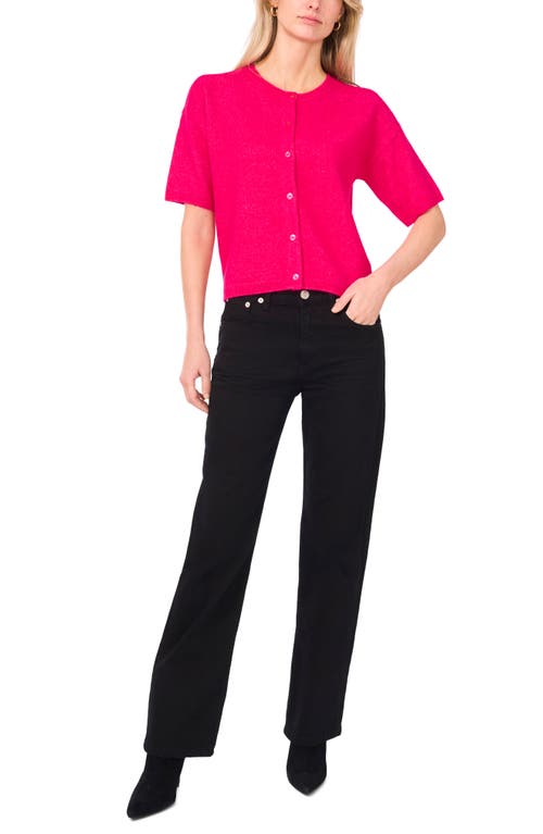 Vince Camuto Short Sleeve Cardigan In Pink