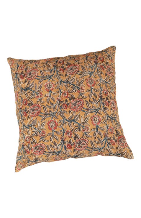 Joyful Garden Kalamkari Handcrafted Pillow - Cover