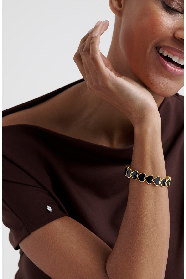 Haidyn Enamel Heart Cuff, Alternate, color, GOLD TONE BLACK