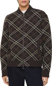 Burberry Check Wool Cashmere Bomber Jacket