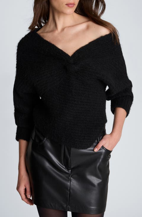 Asymmetrical Drape Neck Chunky Sweater