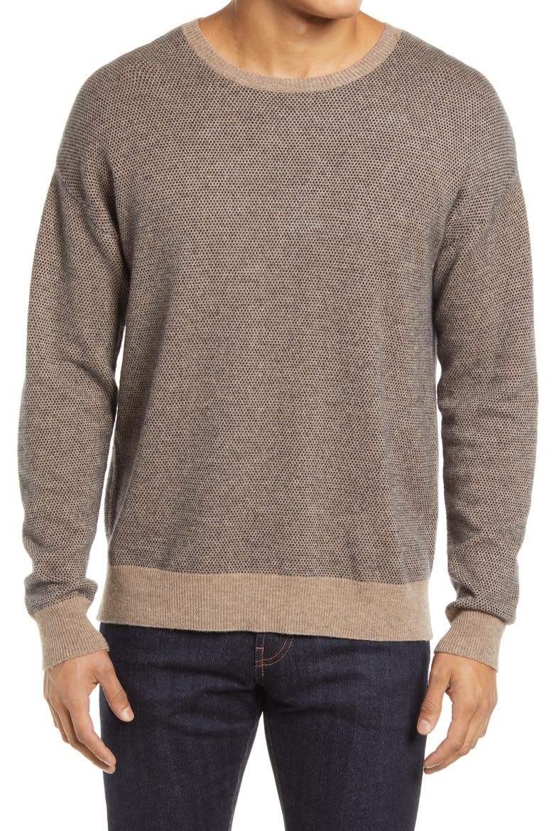 Rune Wool Blend Crewneck Sweater, Main, color, FLAX/ NAVY