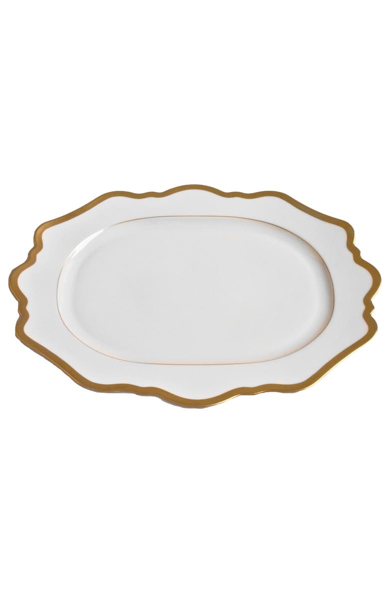 Anna Weatherley Antique White Gold Oval Platter, Main, color, White/Gold