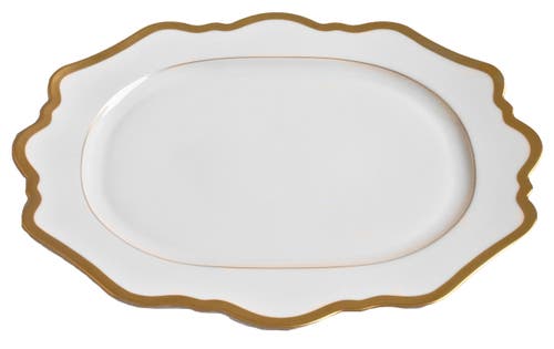 Anna Weatherley Antiqued White Oval Platter In White/gold