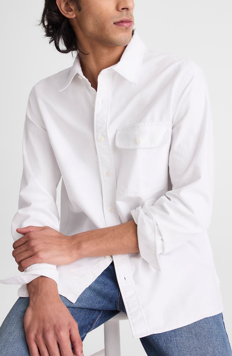 Madewell Allday Single Pocket Oxford Shirt, Alternate, color, White