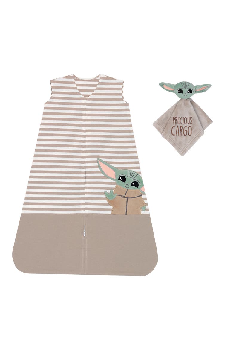 Star Wars Mandalorian Baby Yoda Wearable Blanket/Lovey Gift Set 2pc, Main, color, Taupe