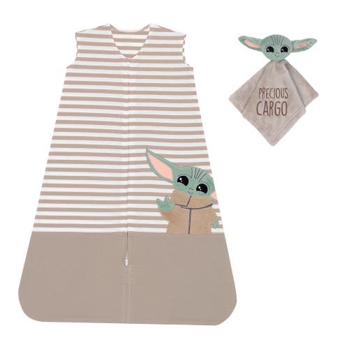 Lambs & Ivy Star Wars Mandalorian Baby Yoda Wearable Blanket/Lovey Gift Set 2pc in Taupe at Nordstrom