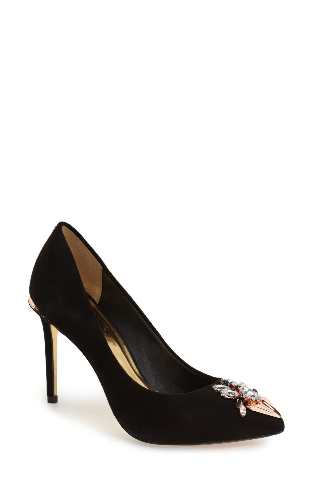'Adawle' Pointy Toe Pump, Main, color, BLACK SUEDE