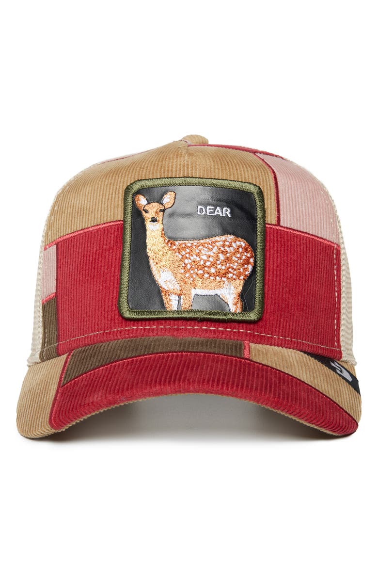 Goorin Bros. Letter Opener Deer Patch Colorblock Corduroy Trucker Hat, Alternate, color, 