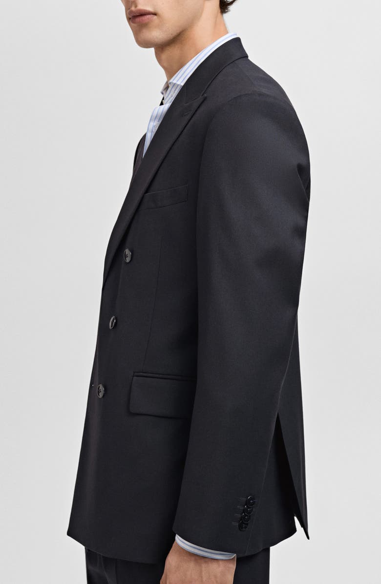 MANGO Monaco Slim Fit Double Breasted Blazer, Alternate, color, Dark Navy