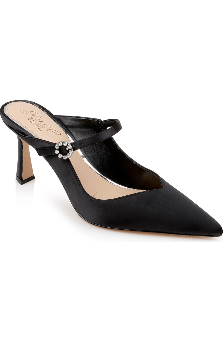Jewel Badgley Mischka Kaylin Mary Jane Pointed Toe Mule, Main, color, Blacksatin