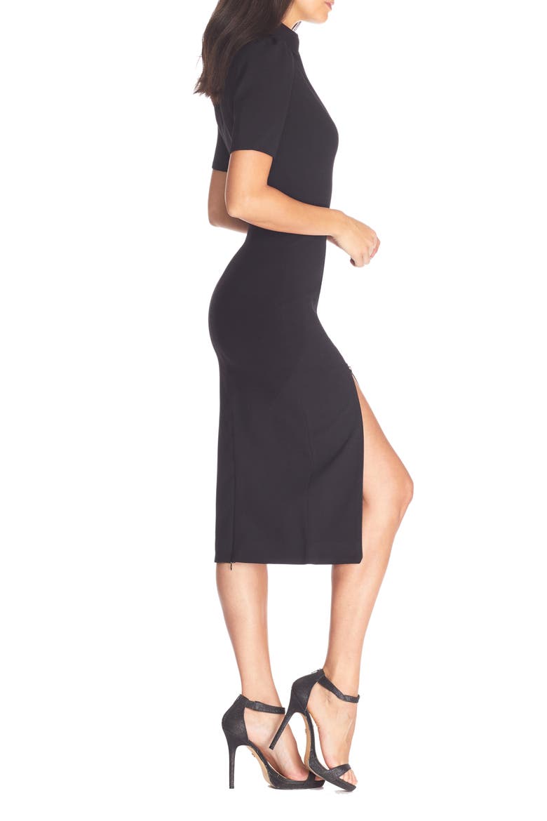Gloria Front Zip Sheath Dress, Alternate, color, BLACK