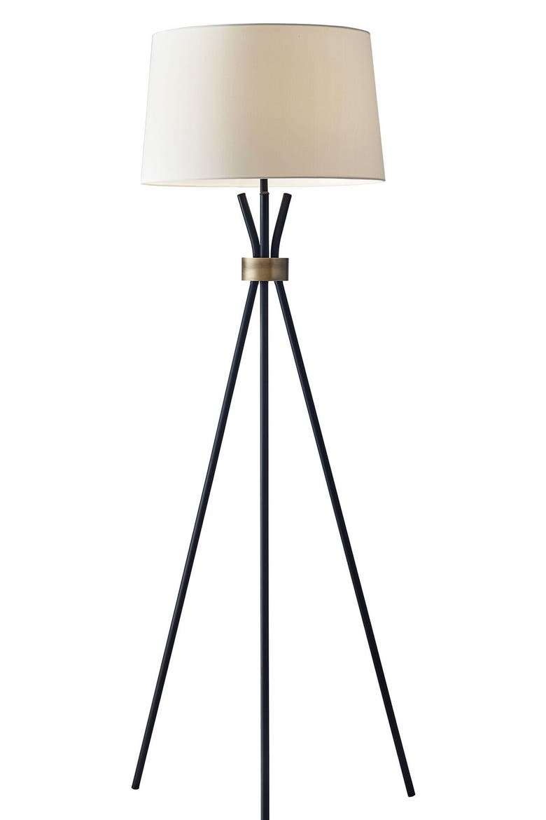 Benson Floor Lamp, Main, color, BLACK WITH ANTIQUE BRASS
