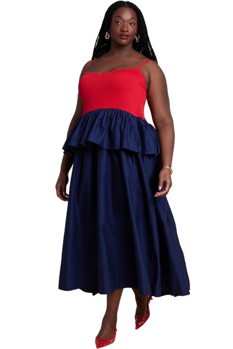 Peplum Detail Colorblocked Dress (Plus)