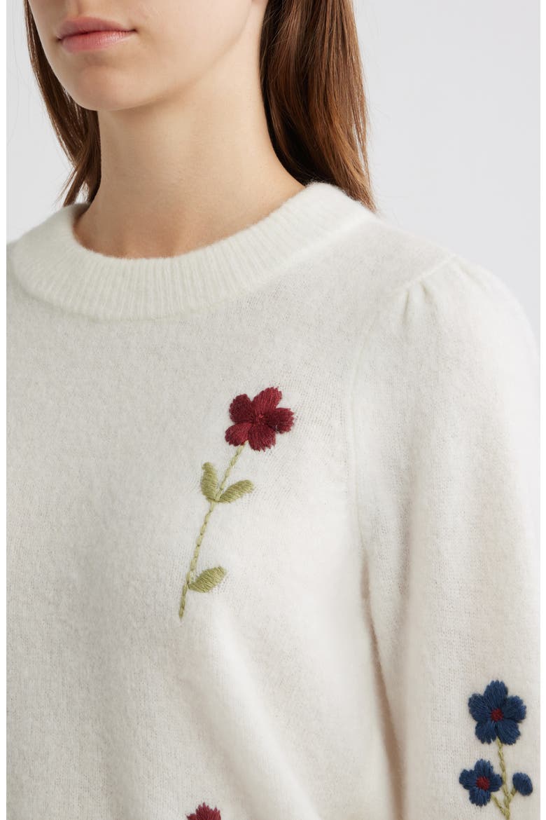 Avila Flower Embroidered Sweater, Alternate, color, GARDEN EMBROIDERY