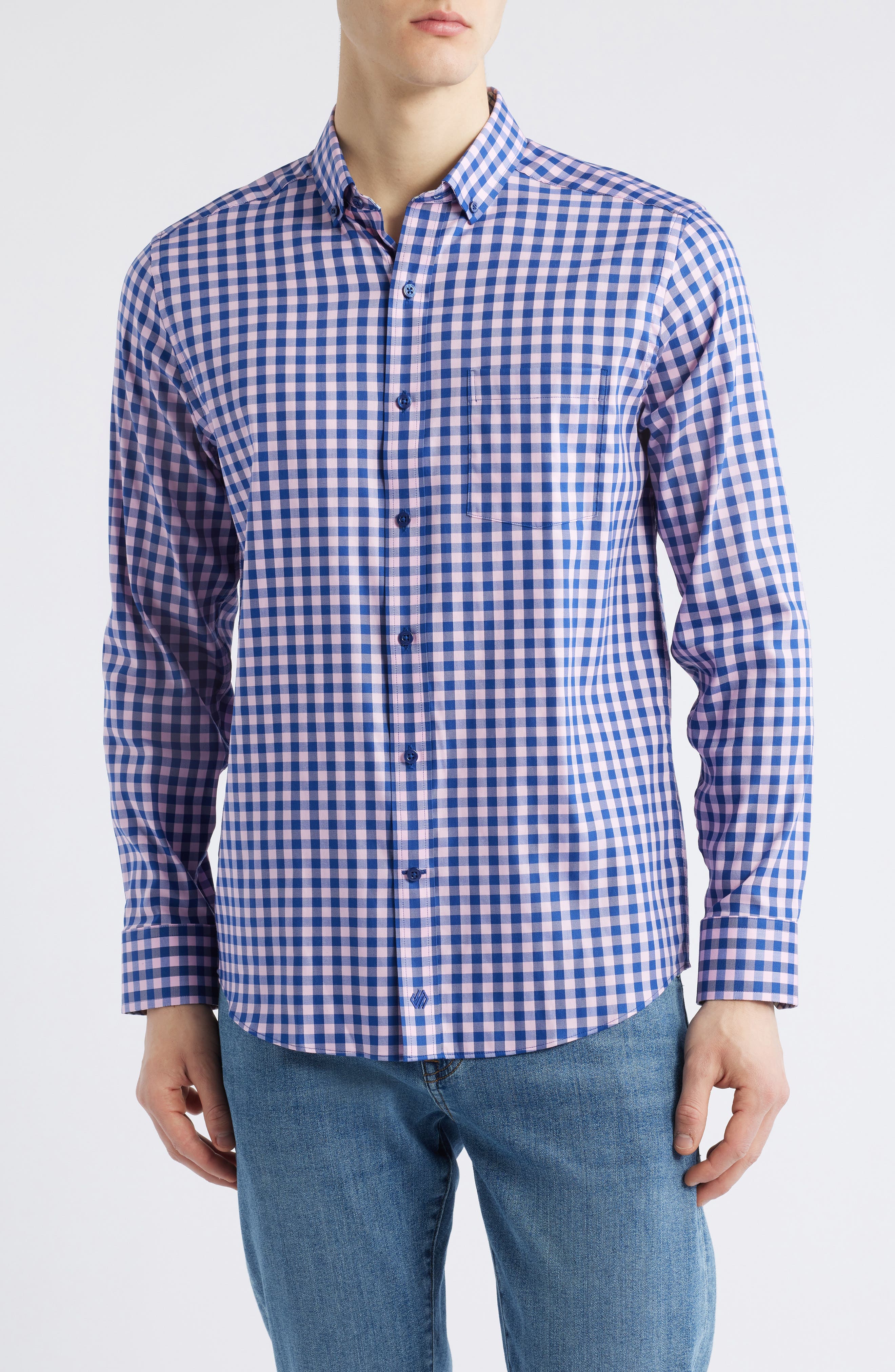 XC4 Two-Tone Gingham Performance Button-Down Shirt - image 3
