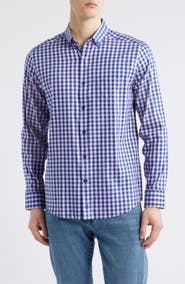 Johnston & Murphy XC4® Two-Tone Gingham Performance Button-Down Shirt