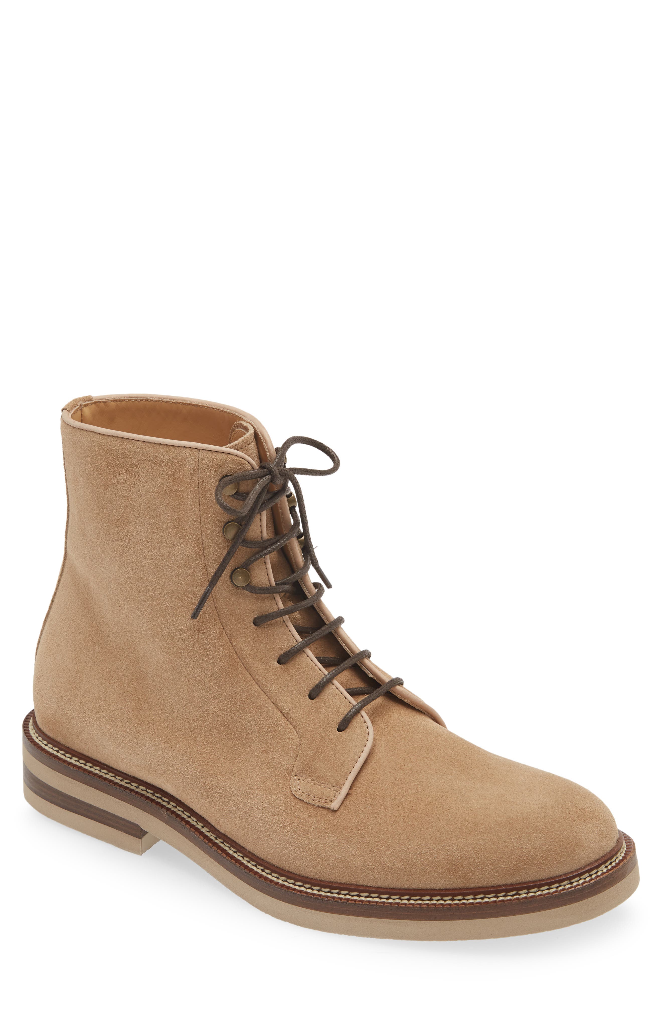 Brunello Cucinelli Iconic Sole Lace-Up Boot, Main, color, Light Brown