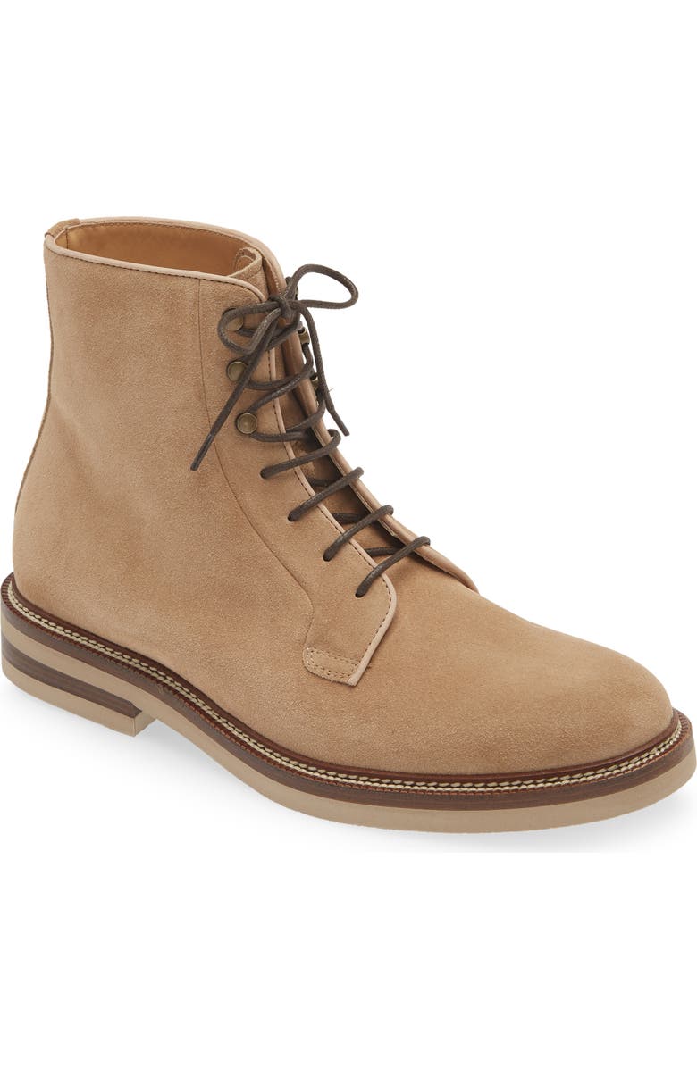 Brunello Cucinelli Iconic Sole Lace-Up Boot, Main, color, Light Brown