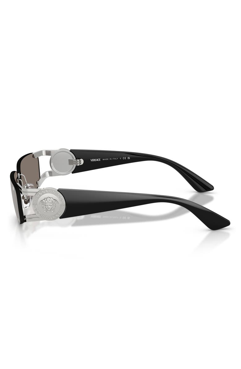 Versace 59mm Rectangular Sunglasses, Alternate, color, Silver / Grey Mirror Silver