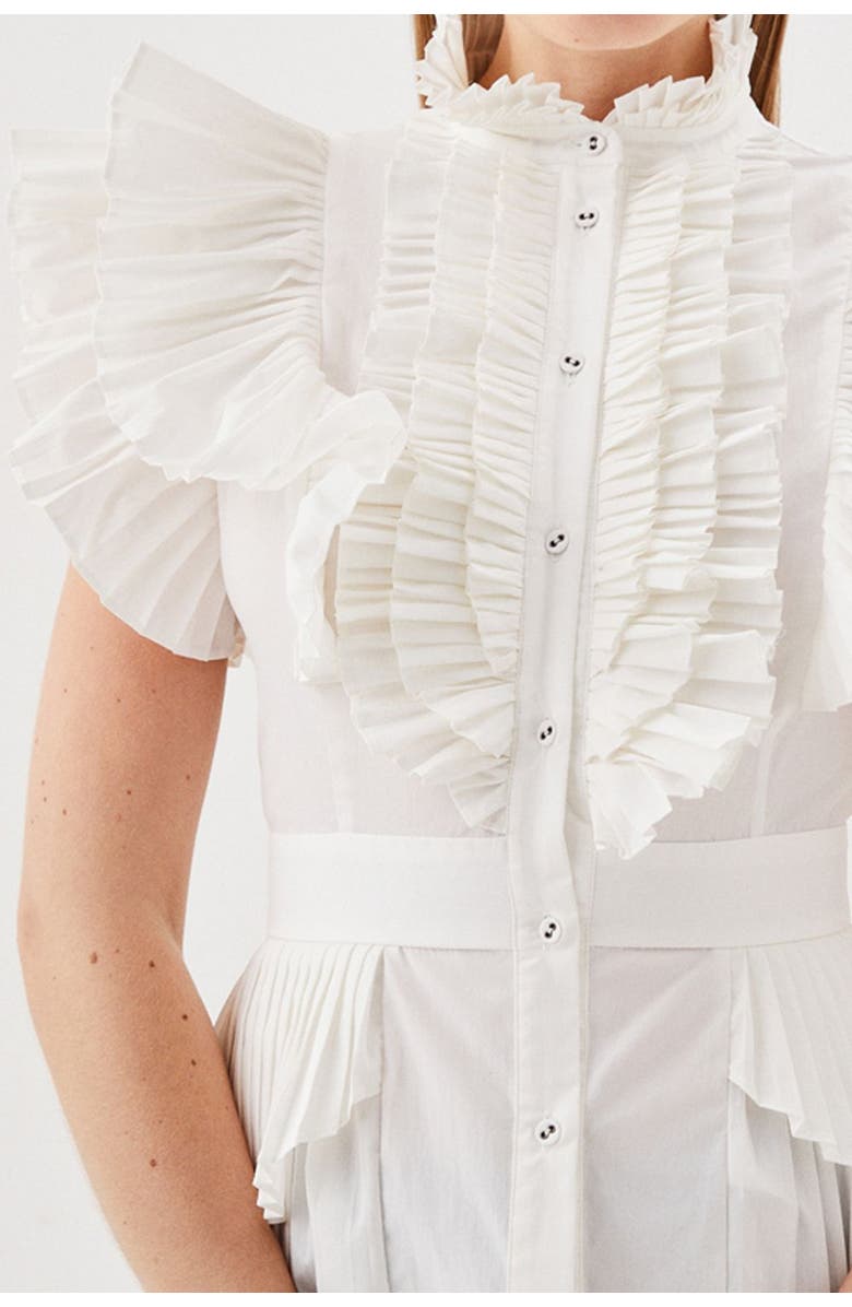 Karen Millen Sleeveless Pleated Ruffle Blouse, Alternate, color, White