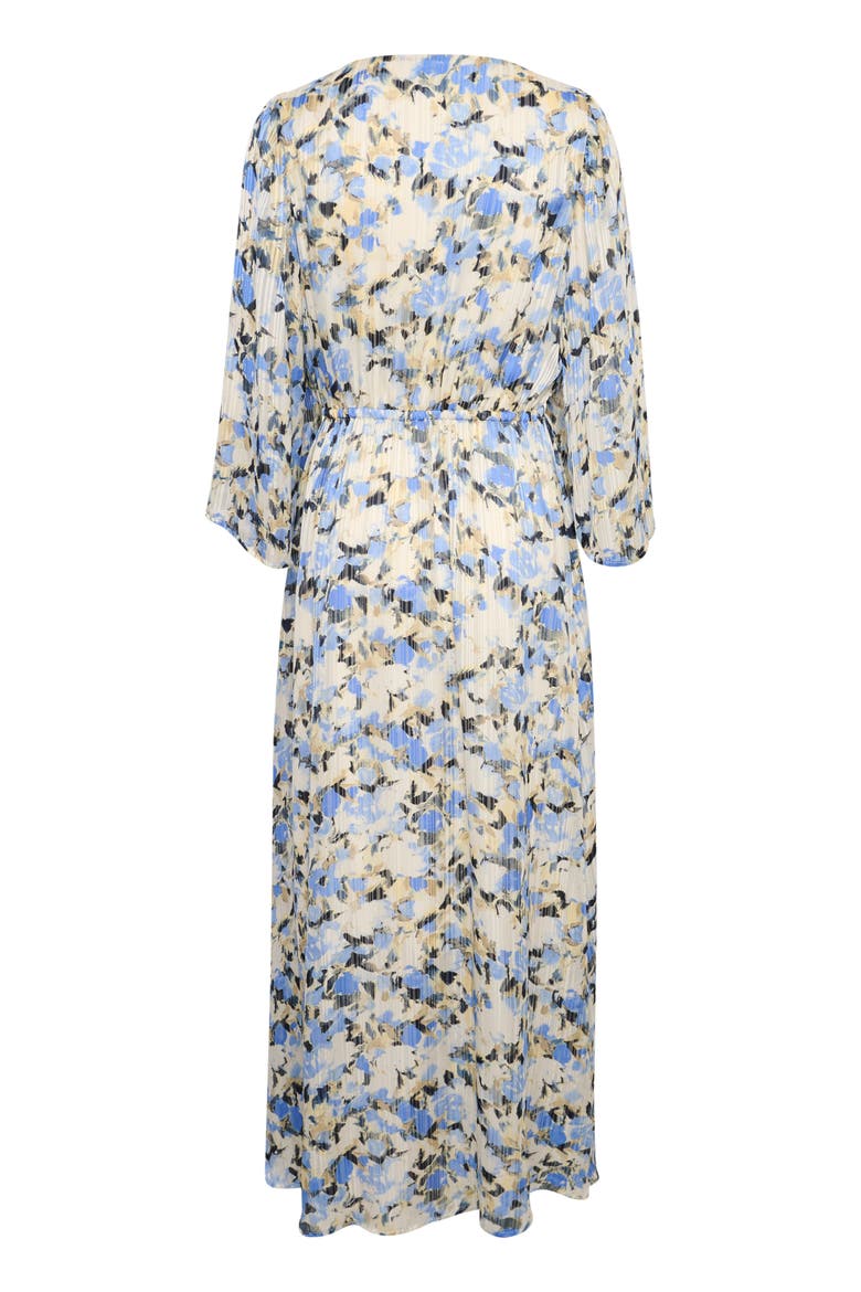 Eva Maxi V-Neck 3/4 Sleeve Dress, Alternate, color, Blue/Yellow Painted Flower