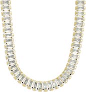 Sterling Forever Tapered Baguette Cut Cubic Zirconia Tennis Necklace