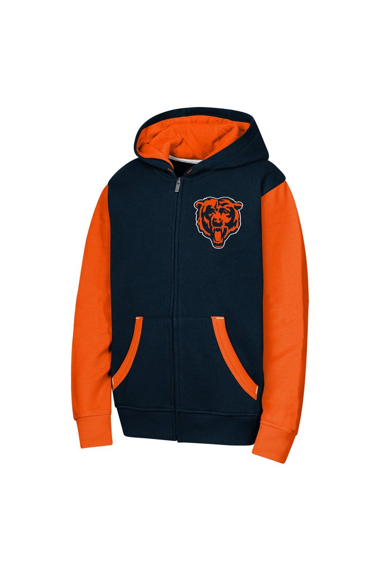Youth Outerstuff Navy Chicago Bears Stadium Colorblock Full-Zip Hoodie, Alternate, color, Navy