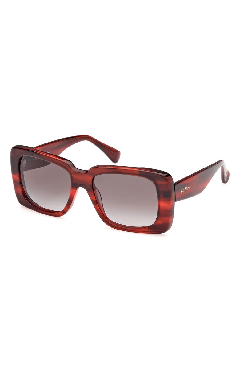 Max Mara Glimpse3 53mm Polarized Square Sunglasses, Alternate, color, Red/Gradient Smoke