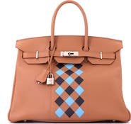 Pre-Owned Hermes Birkin Handbag Tressage Brown Swift and Palladium Hardware 35