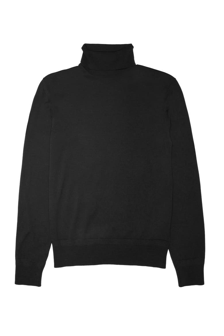Fine Gauge Merino Wool Turtleneck Sweater, Alternate, color, BLACK