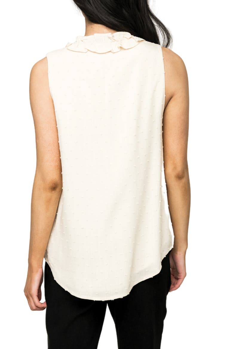 Ruffle Trim Sleeveless Top, Alternate, color, CREAM