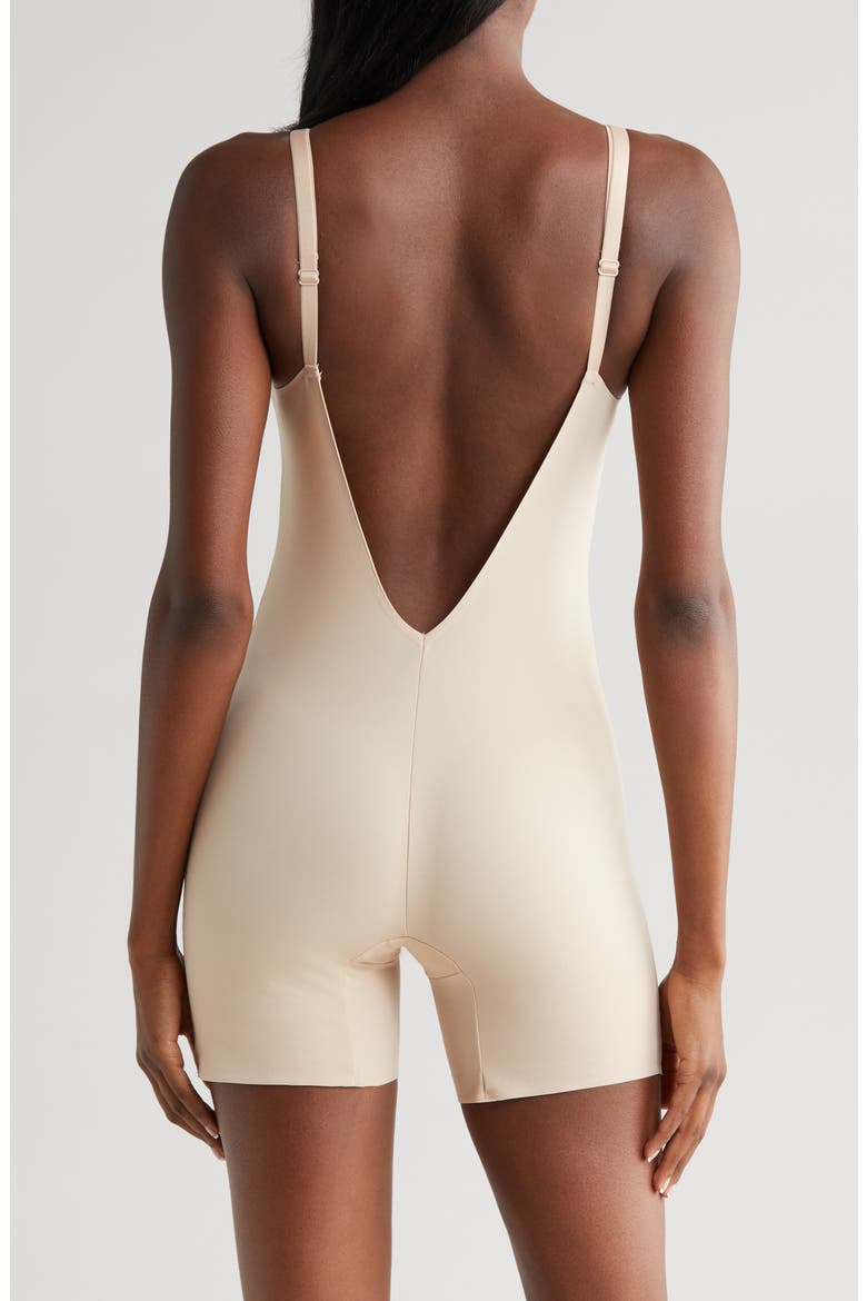 Dress Rehearsal Low Back Shaping Romper, Alternate, color, WARM BEIGE