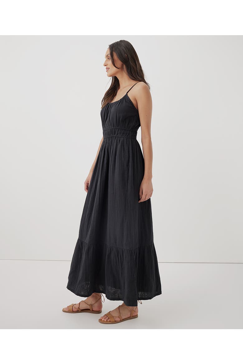 Organic Cotton Coastal Double Gauze Cami Maxi Dress, Alternate, color, Black