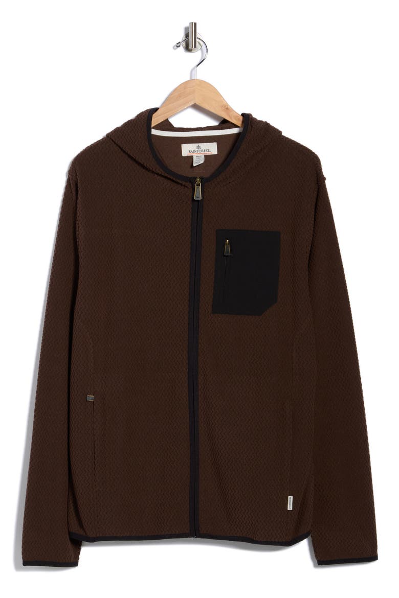 Vault Chevron Knit Zip Hoodie, Alternate, color, DARK BROWN