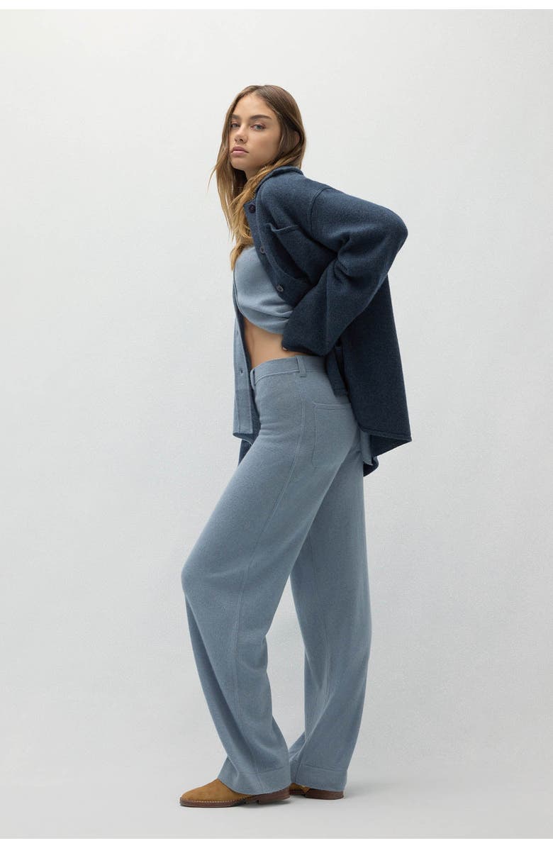 NAKED CASHMERE Naples Denim Cashmere Wide Leg Pants, Main, color, Stonewash