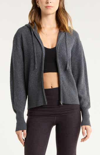 Zella Wool & Cashmere Zip Front Hoodie
