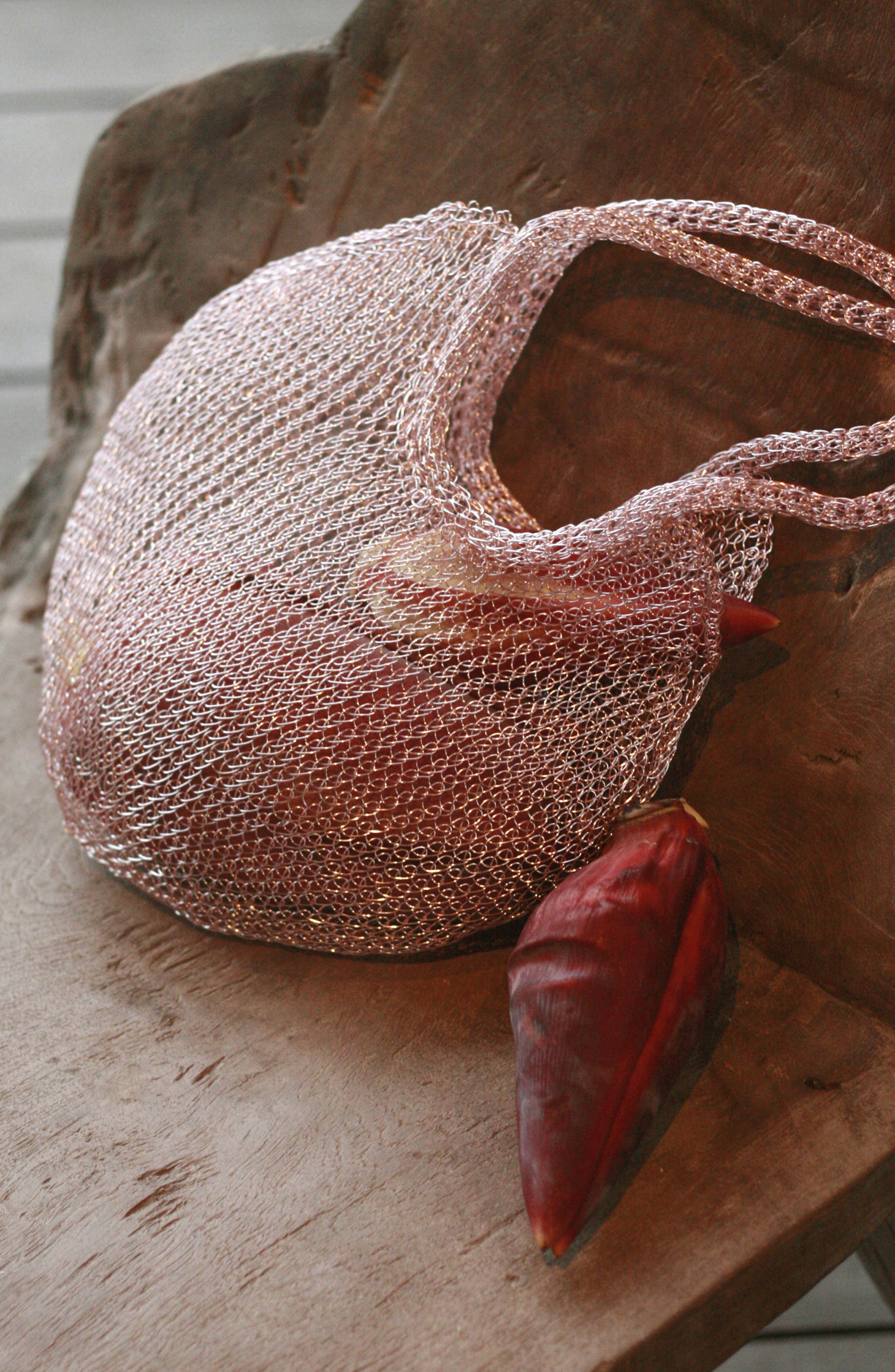 BRUNNA.CO The Sol Mesh Wire Tote Bag in Pink, Alternate, color, Pink