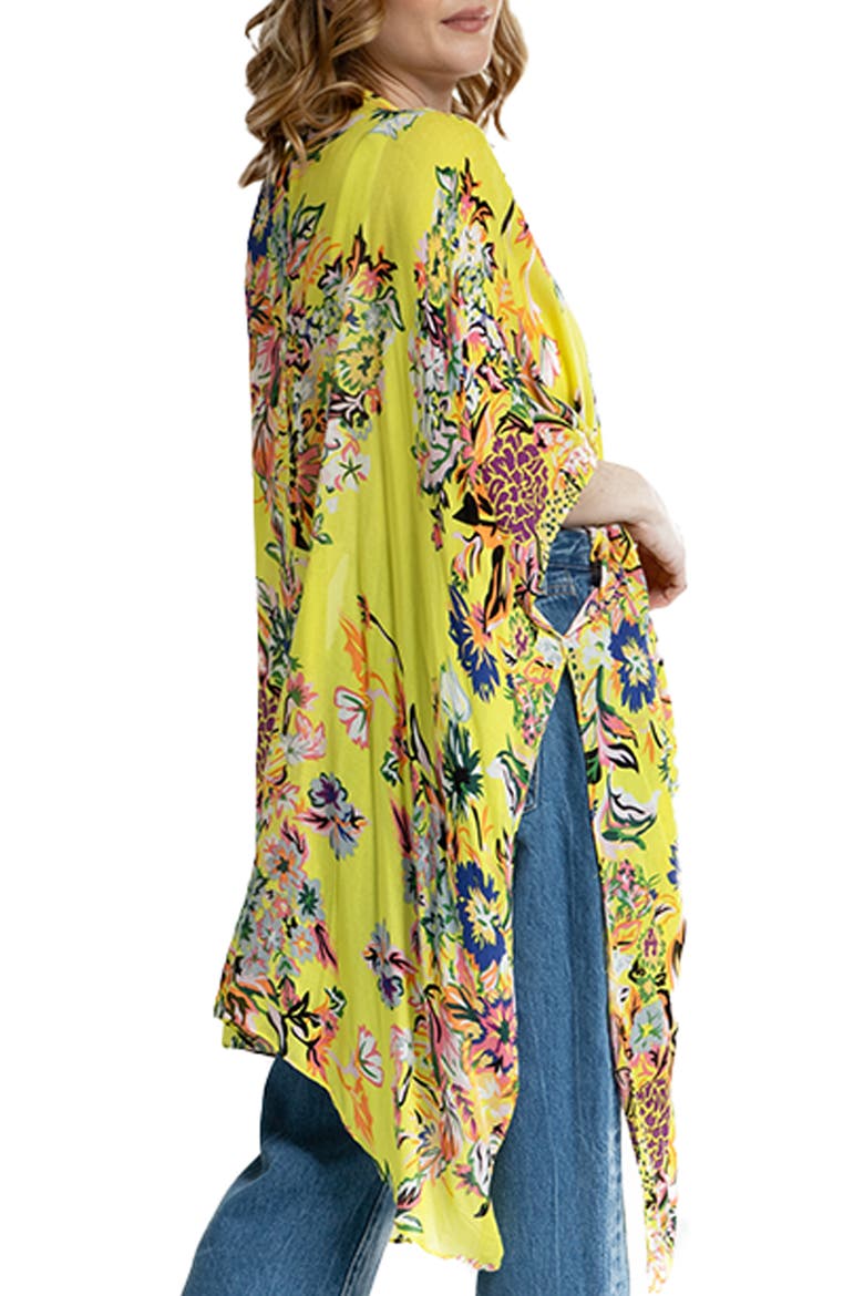 Floral Print Cropped Cover-Up Kaftan, Alternate, color, YELLOW