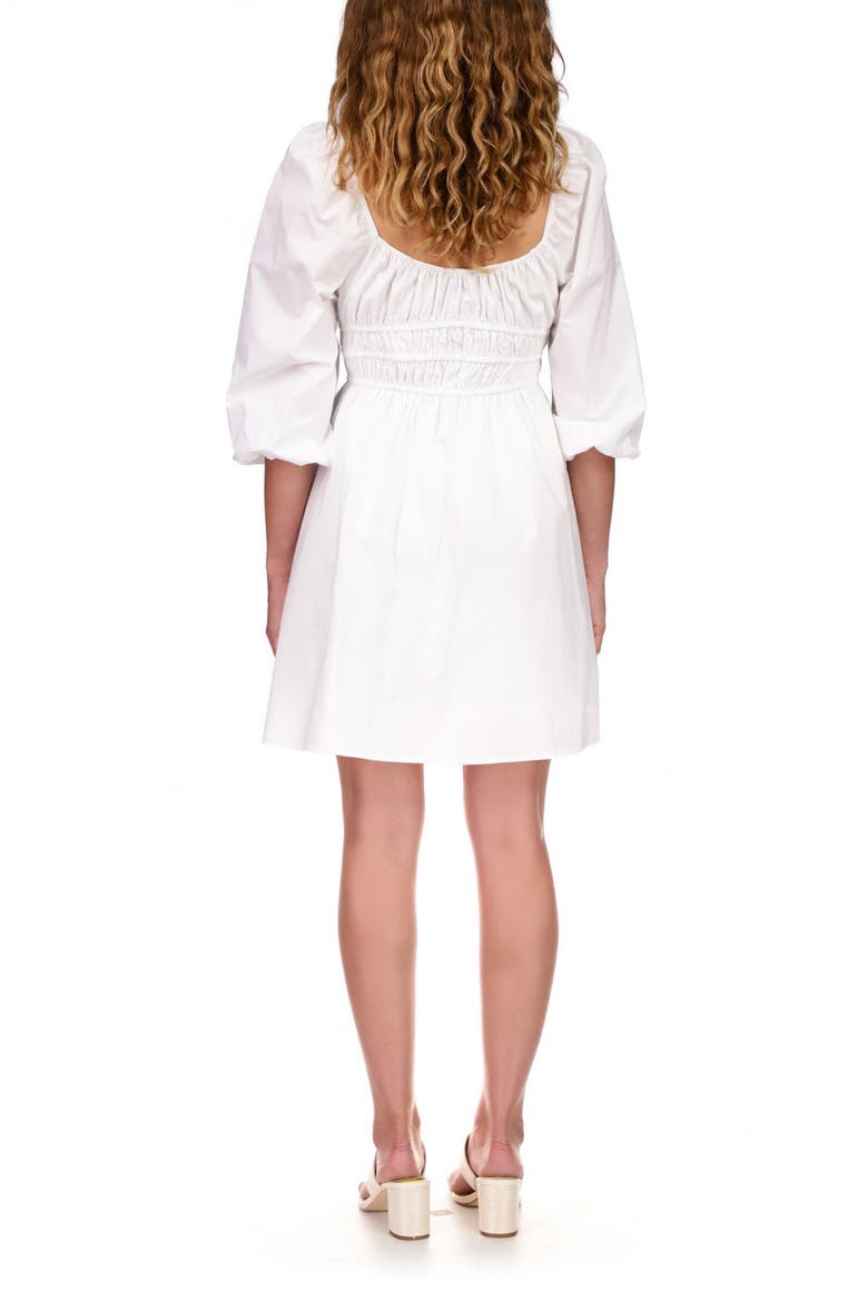 Smock Waist Cotton Minidress, Alternate, color, WHITE